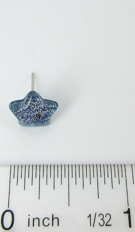 Summerfield Collection Star Shaped Glitter Glass Galaxy Stud Earrings 10mm Hand-painted
