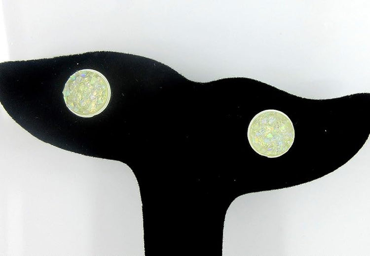 Summerfield Collection Silver-tone Faux Druzy Stone Stud Earrings 10mm (Clear AB)