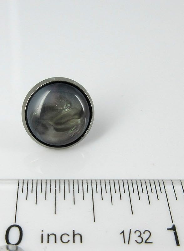 Summerfield Collection Hematite-tone Faux Stone Resin Stud Earrings 12mm Mystical Gray Pink