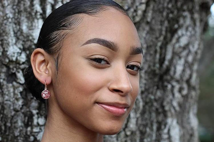 Summerfield Collection Rose Gold-tone Metallic Glitter Resin Lever-back Drop Earrings 12mm