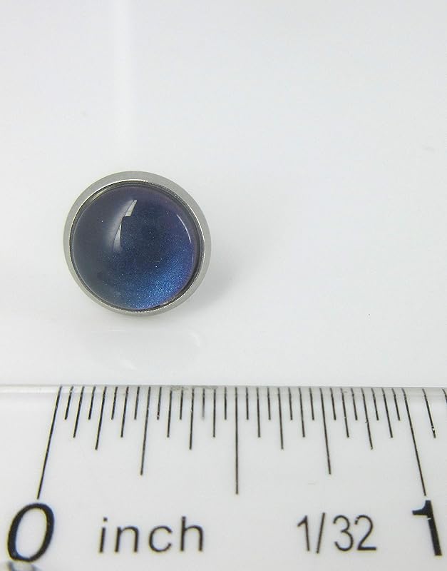Summerfield Collection Stainless Steel Dark Blue Teal Purple Glass Stud Earrings Hand-painted 10mm