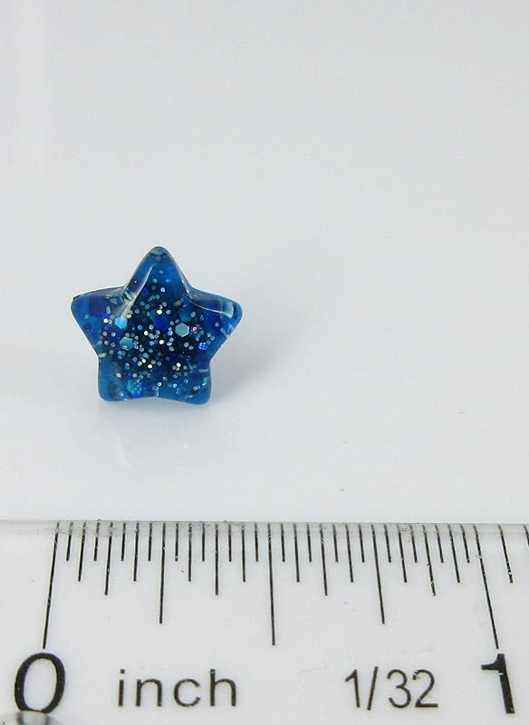 Summerfield Collection Royal Blue Star Shaped Glitter Glass Galaxy Stud Earrings 10mm Hand-painted