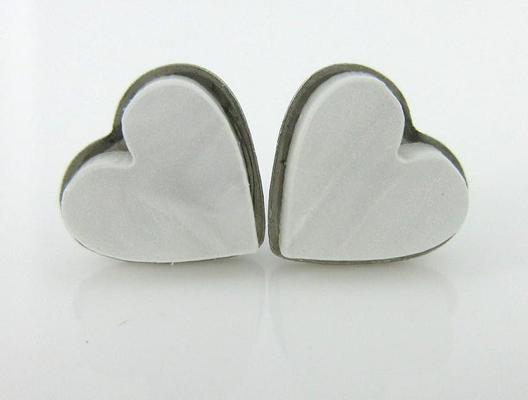 Summerfield Collection Stainless Steel Pearly Acrylic Heart Stud Earrings 8mm (White)