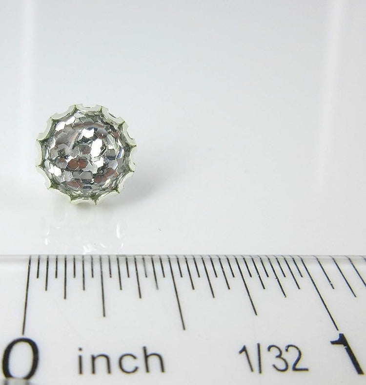 Summerfield Collection Shiny Silver-tone Metallic Glitter Resin Stud Earrings 10mm