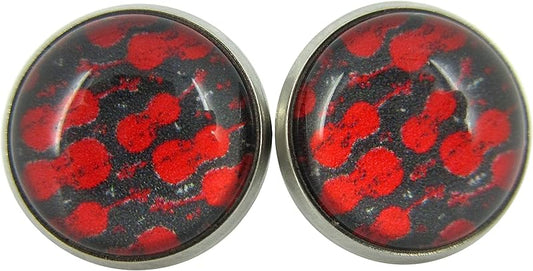 Summerfield Collection Stainless Steel Violin Print Glass Stud Earrings 12mm