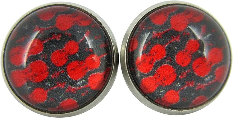 Summerfield Collection Stainless Steel Violin Print Glass Stud Earrings 12mm