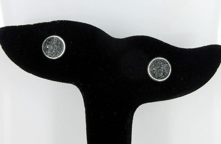 Summerfield Collection Silver-tone Faux Druzy Stone Stud Earrings 8mm (Gray)