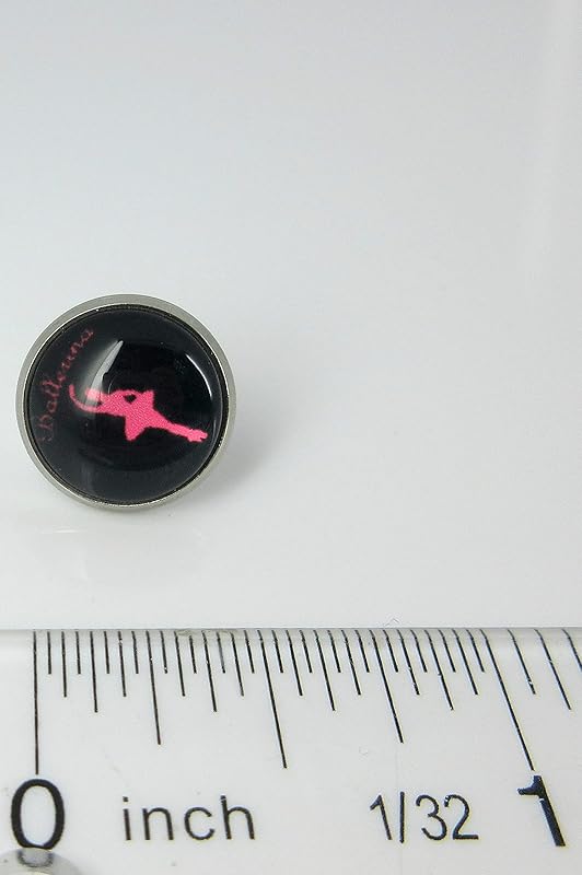 Summerfield Collection Stainless Steel I Heart Dance Print Glass Stud Earrings 12mm (Ballerina)