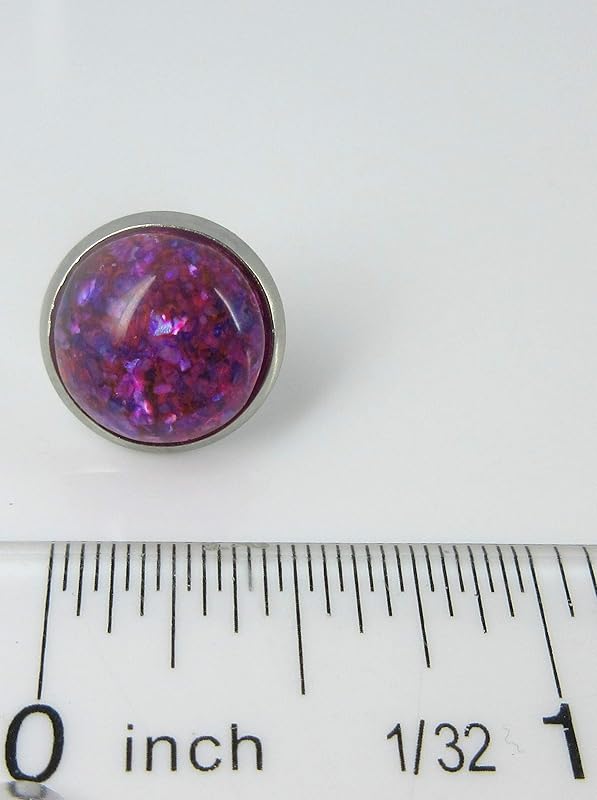 Summerfield Collection Stainless Steel Faux Shell Stud Earrings 12mm (Magenta Purple)