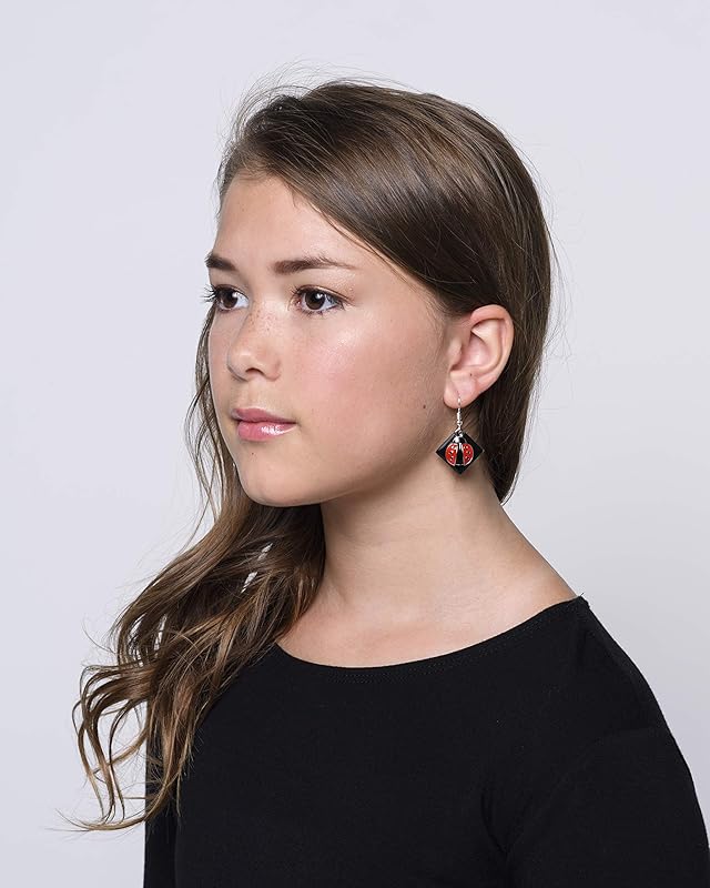 Summerfield Collection Silver-tone Black Enamel and Red Ladybug Charm Dangle Earrings