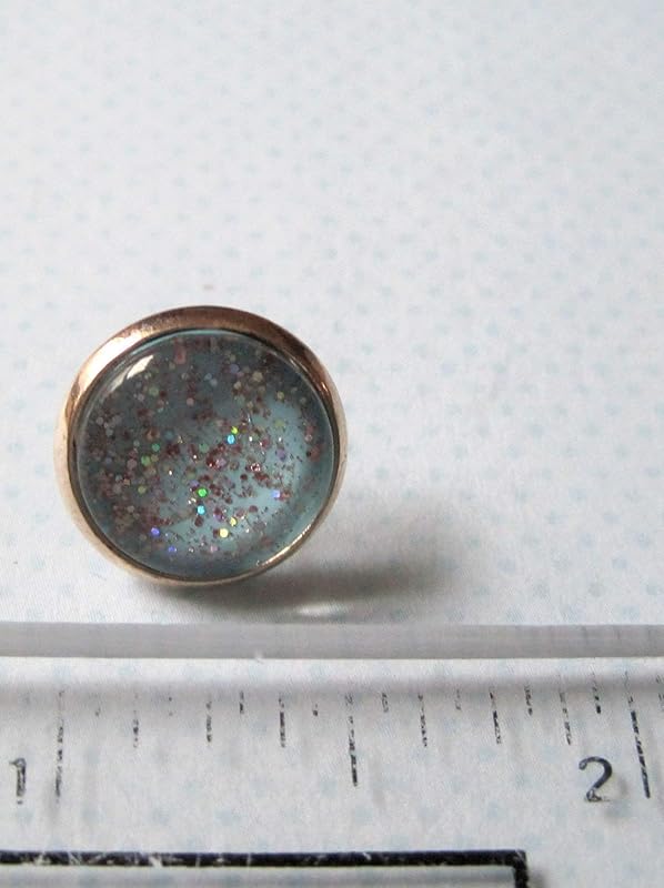 Summerfield Collection Glitter Glass Rose Gold-Tone Galaxy Stud Earrings Blue Sky Iridescent