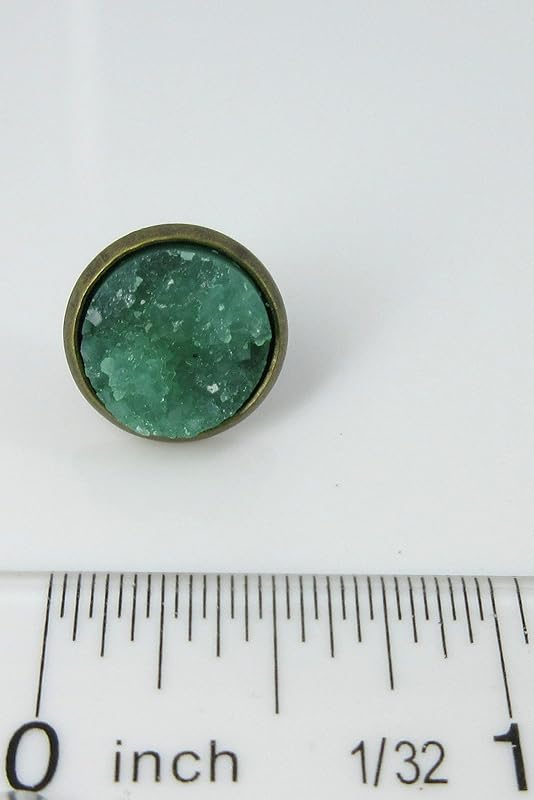 Summerfield Collection Antiqued Gold-tone Faux Druzy Stone Stud Earrings 12mm (Mint Green)
