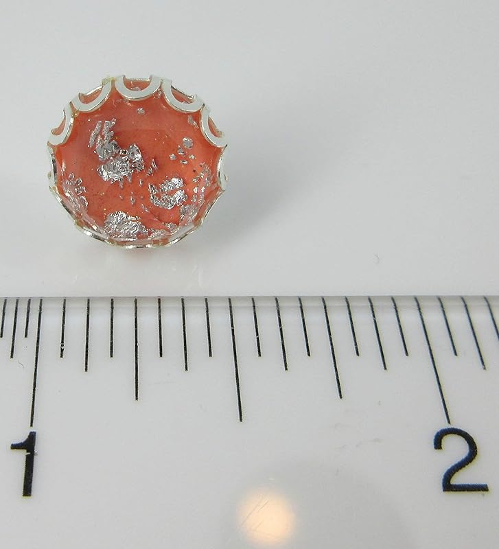 Summerfield Collection Silver Foil Faceted Resin Stud Earrings 12mm (Peach Pink)