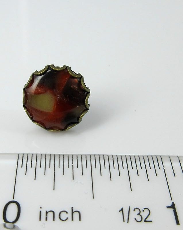 Summerfield Collection Antiqued Gold-tone Faux Tortoise Shell Resin Stud Earrings 12mm
