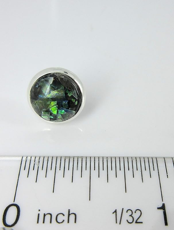 Summerfield Collection Shiny Silver-tone Opalescent Leaf Resin Stud Earrings 10mm (Black)