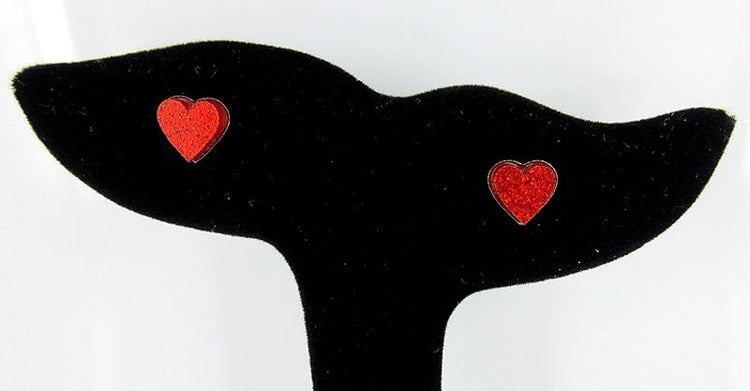 Summerfield Collection Stainless Steel Glitter Acrylic Heart Stud Earrings 8mm (Red)