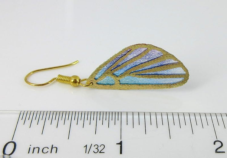 Summerfield Collection Gold Tone Butterfly Wing Fabric Dangle Earrings (Purple and Blue)