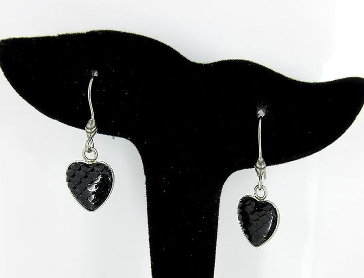 Summerfield Collection Mermaid Heart Choker Necklace Faux Black Suede Cord Dangle Earrings Set (Black)