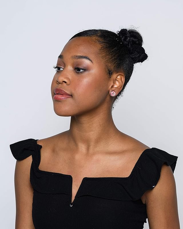 Summerfield Collection Stainless Steel Succulent Plant Print Glass Stud Earrings 12mm (Coral)