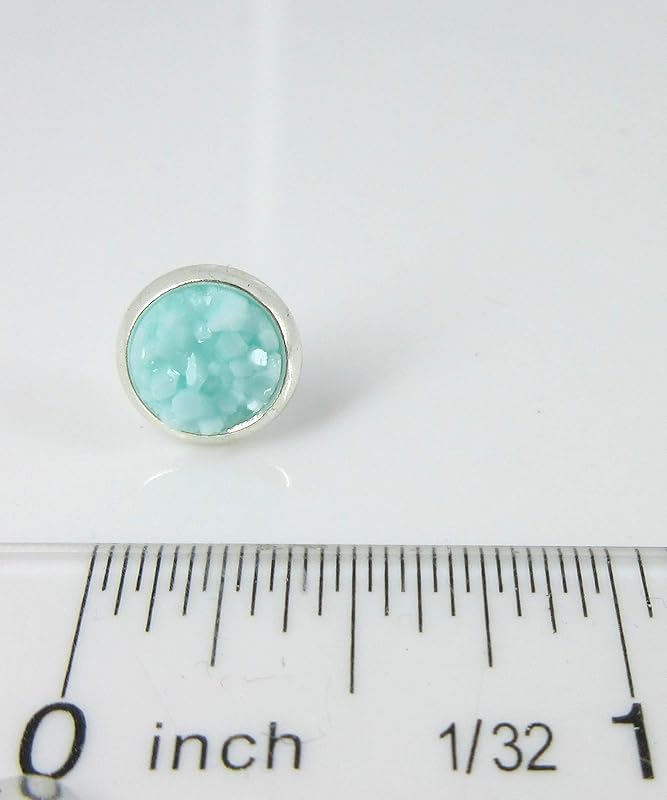 Summerfield Collection Silver-tone Faux Druzy Stone Stud Earrings 8mm (Ice Blue)