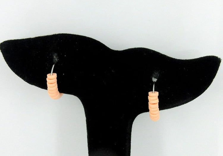 Summerfield Collection 15mm Stainless Steel Polymer Clay Katsuki Bead Hoop Earrings (Light Peach)
