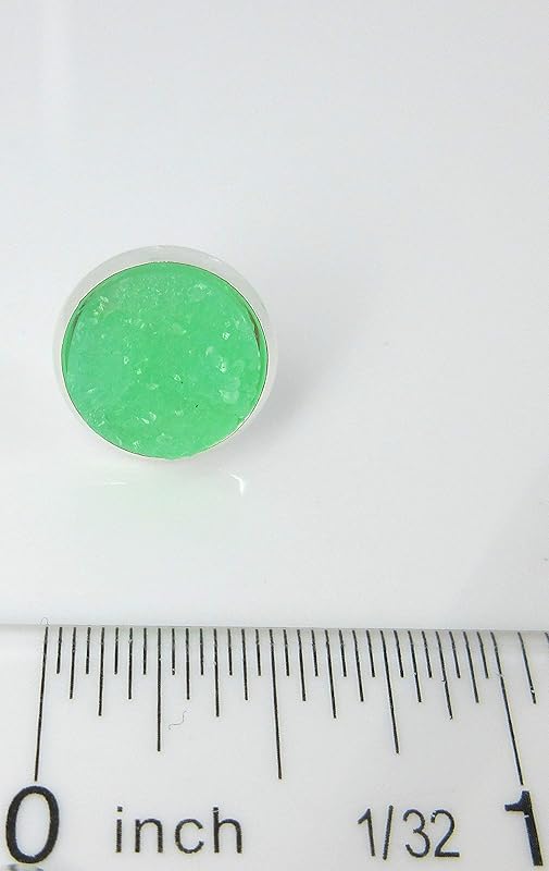 Summerfield Collection Silver-tone Faux Druzy Stone Stud Earrings 12mm (Mint Green)