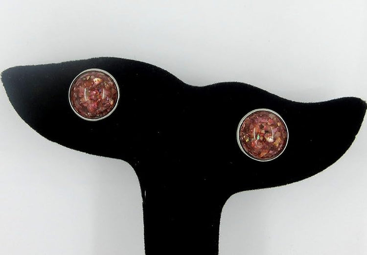 Summerfield Collection Stainless Steel Faux Shell Stud Earrings 12mm (Brown)