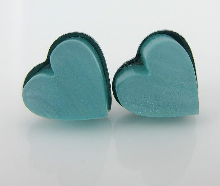 Summerfield Collection Stainless Steel Pearly Acrylic Heart Stud Earrings 8mm (Seafoam)