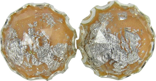 Summerfield Collection Silver Foil Faceted Resin Stud Earrings 12mm (Yellow)