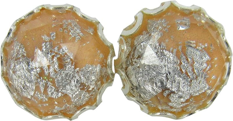 Summerfield Collection Silver Foil Faceted Resin Stud Earrings 12mm (Yellow)