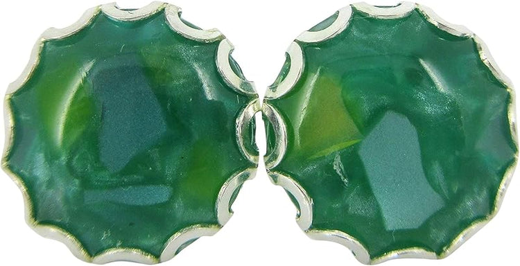 Summerfield Collection Stainless Steel Faux Shell Stud Earrings 12mm (Green)
