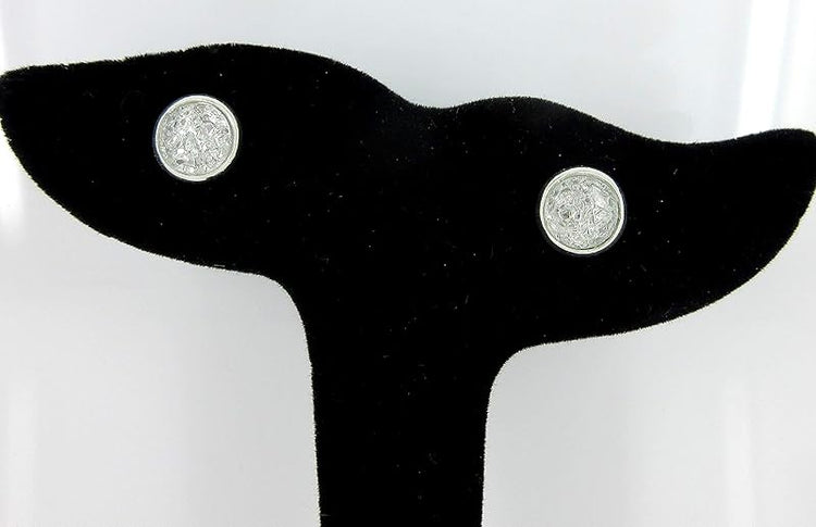 Summerfield Collection Duo Silver-tone Faux Druzy Stone Stud Earrings 8mm Set (Clear/Light Brown)
