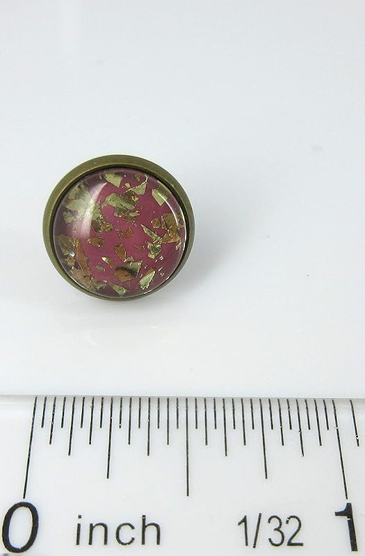 Summerfield Collection Antiqued Gold-tone Plum Berry Glitter Glass Stud Earrings 12mm Hand-painted