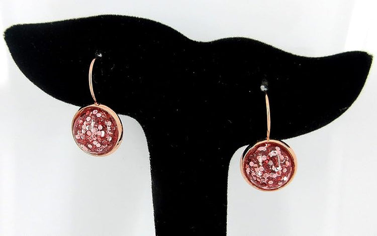 Summerfield Collection Rose Gold-tone Metallic Glitter Resin Lever-back Drop Earrings 12mm