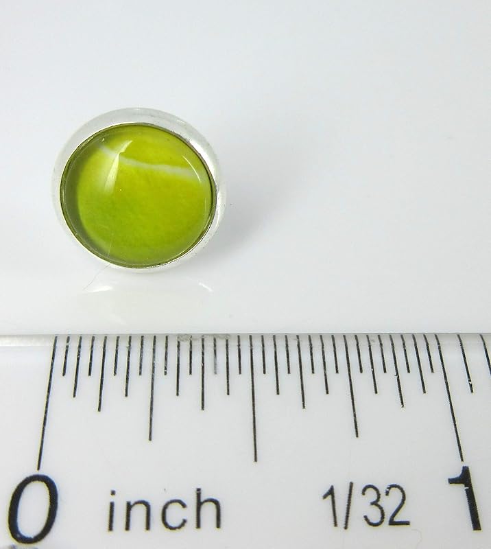 Summerfield Collection Silver-tone Tennis Ball Print Glass Stud Earrings 10mm