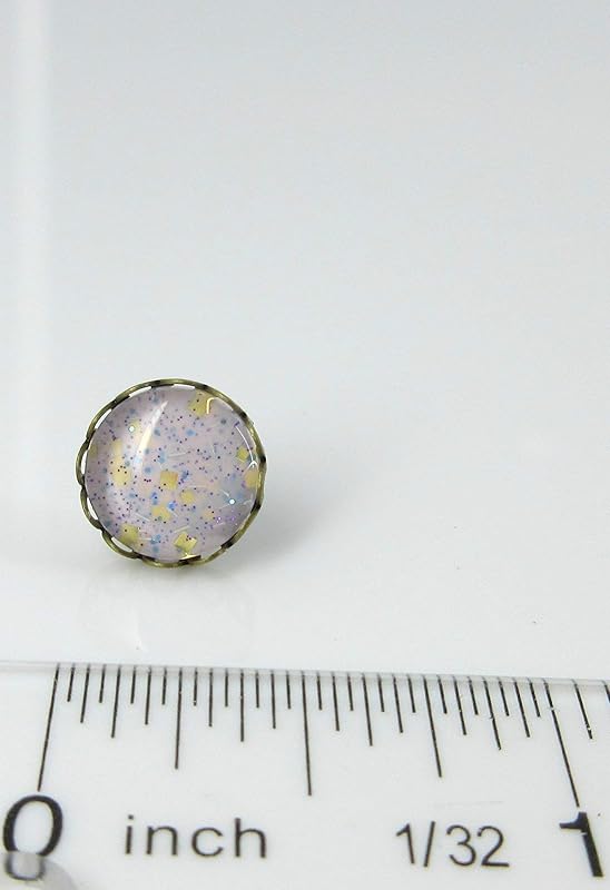 Summerfield Collection Antiqued Gold-tone Lavender Purple Glitter Glass Stud Earrings Hand-painted 10mm