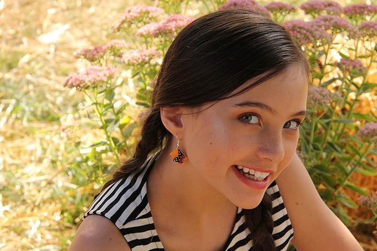 Summerfield Collection Silver-tone Orange Enamel Butterfly Charm Dangle Earrings