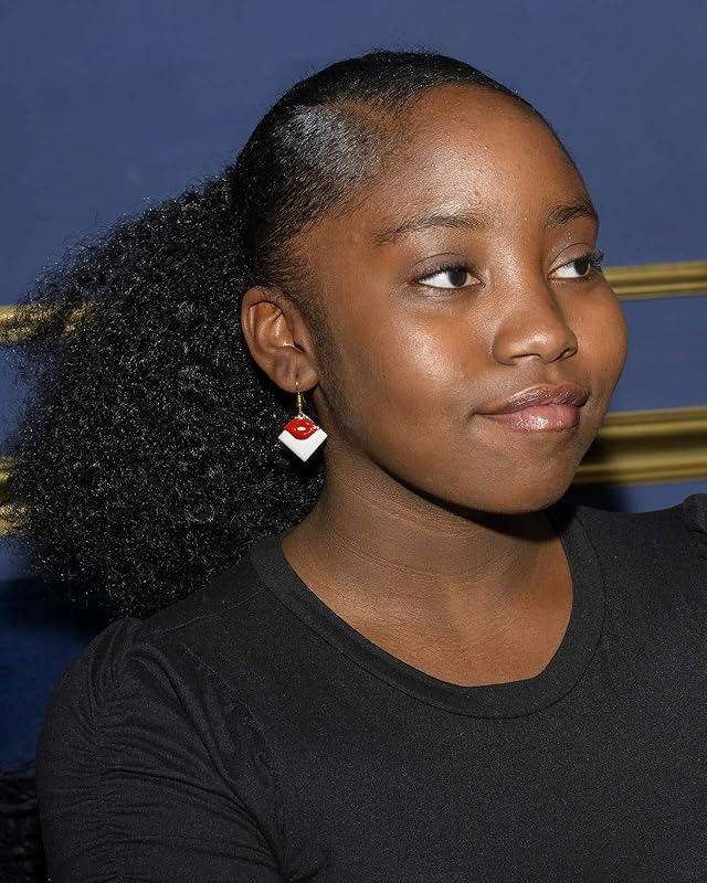 Summerfield Collection Gold-tone Enamel Lipstick and Lip Charm Dangle Earrings (White/Red)