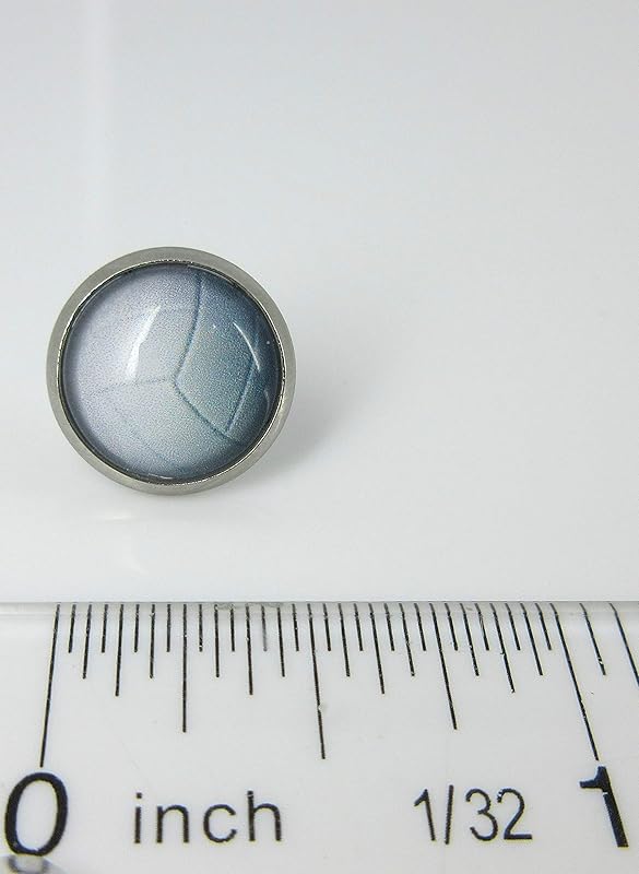 Summerfield Collection Stainless Steel Volleyball Print Glass Stud Earrings 12mm