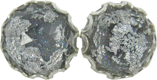 Summerfield Collection Silver Foil Faceted Resin Stud Earrings 12mm (Gray)