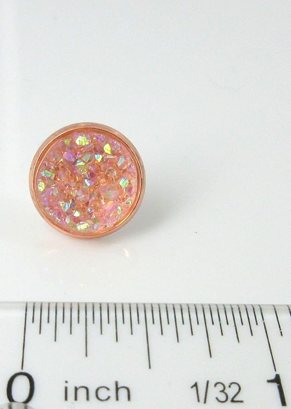 Summerfield Collection Rose Gold-tone Faux Druzy Stone Stud Earrings 12mm (Blush)