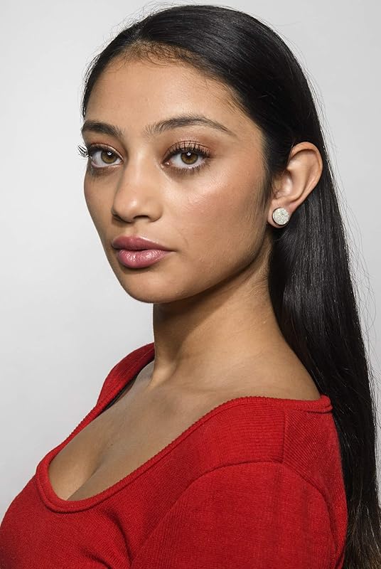 Summerfield Collection Trio Stainless Steel Glitter Faux Druzy Stone Stud Earrings Set (Red/White/Green)