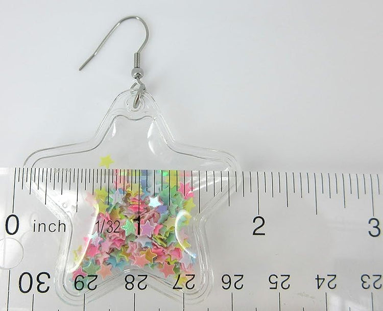 Summerfield Collection Confetti Glitter Shaker Large Star Dangle Earrings Stainless Steel (Multi)