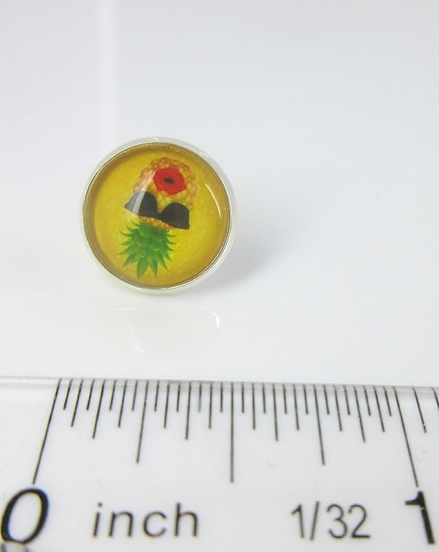 Summerfield Collection Silver-tone Pineapple Print Glass Stud Earrings 12mm