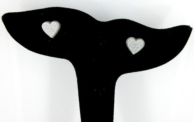 Summerfield Collection Stainless Steel Glitter Acrylic Heart Stud Earrings 8mm (Silver and White)