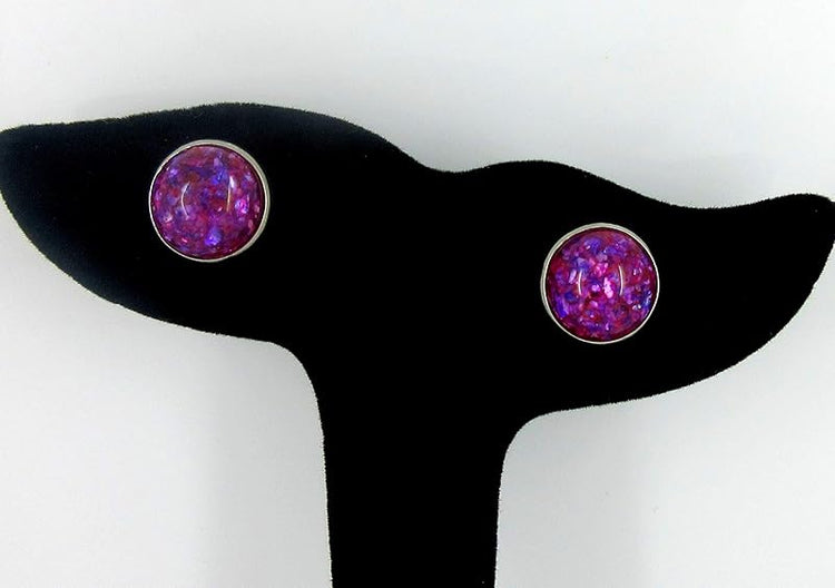 Summerfield Collection Stainless Steel Faux Shell Stud Earrings 12mm (Magenta Purple)