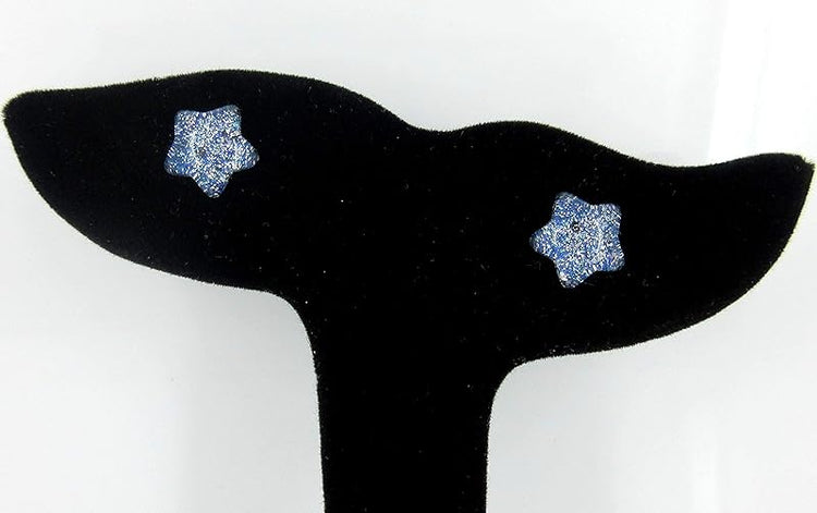Summerfield Collection Star Shaped Glitter Glass Galaxy Stud Earrings 10mm Hand-painted