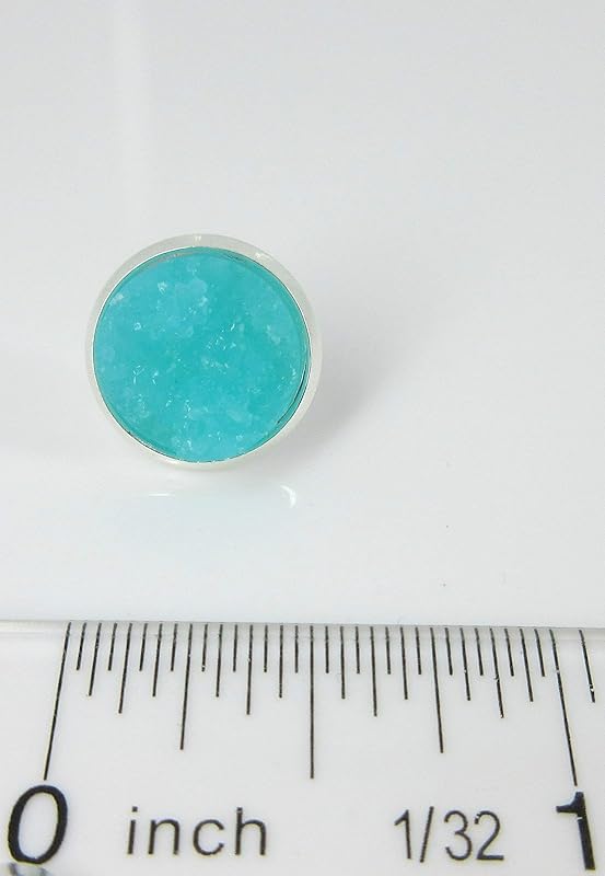 Summerfield Collection Silver-tone Faux Druzy Stone Stud Earrings 12mm (Aqua Blue)