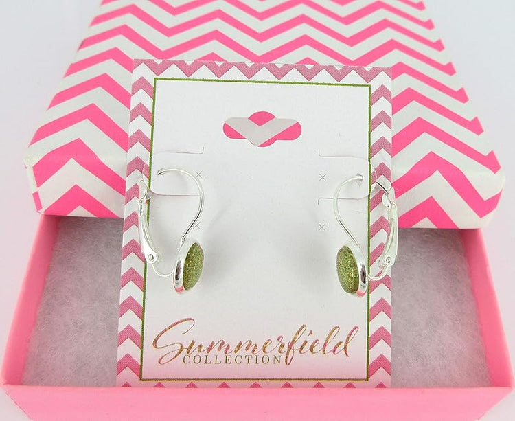 Summerfield Collection Silver-tone Gold Green Red Glitter Glass Drop Earrings Hand-painted 8mm