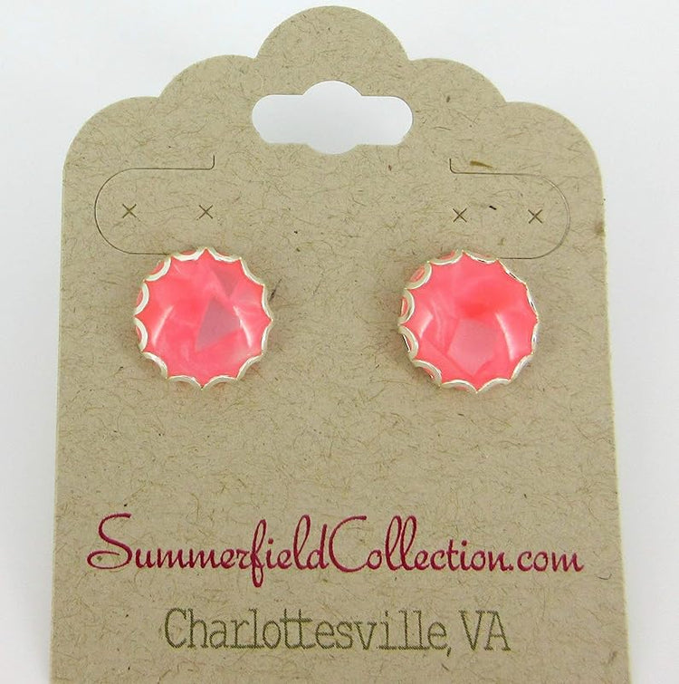 Summerfield Collection Stainless Steel Faux Shell Stud Earrings 12mm (Pink)